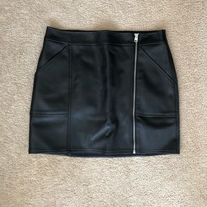 Express High-Waisted Black Faux Leather Mini Skirt
